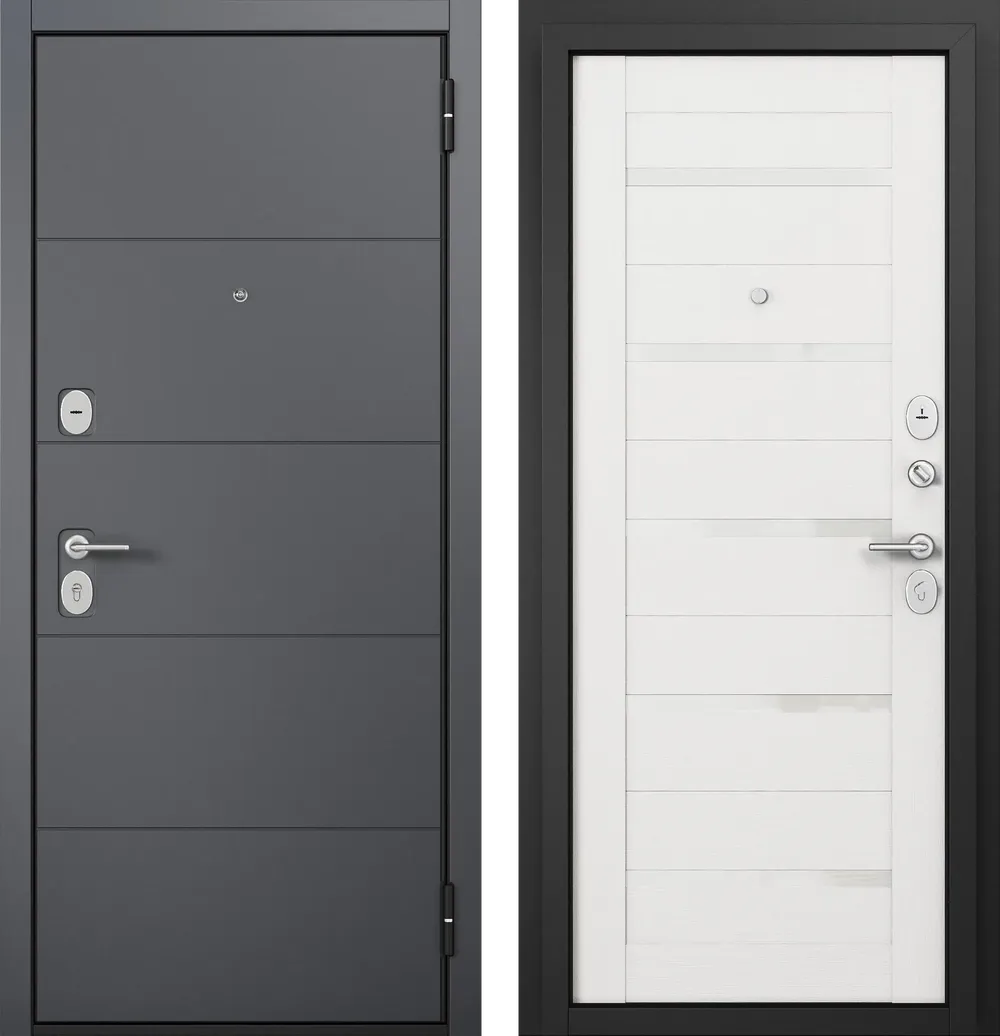 F2 FAMILY ECO PP Черный муар металлик Е-194 Оскуро/Е-142 Белый ларче 960*2050 L