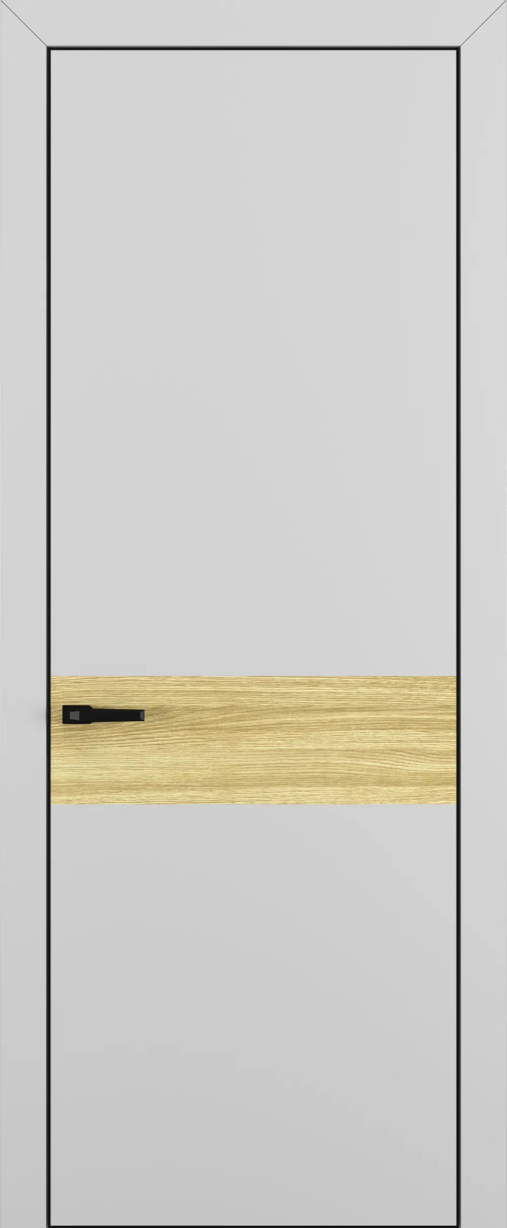 Квалитет К6 Вставка Дуб натуральный 800*2000 Матовый серый ALU Черная с 4-х зпп Eclipse под 2 петли зпз 196