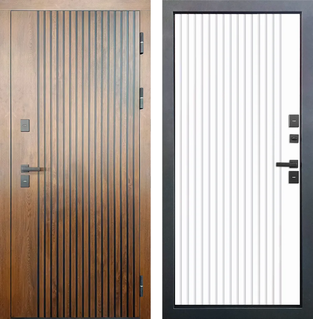 Протерма мдф/мдф Грецкий орех с патиной/ Белый 860*2050 R