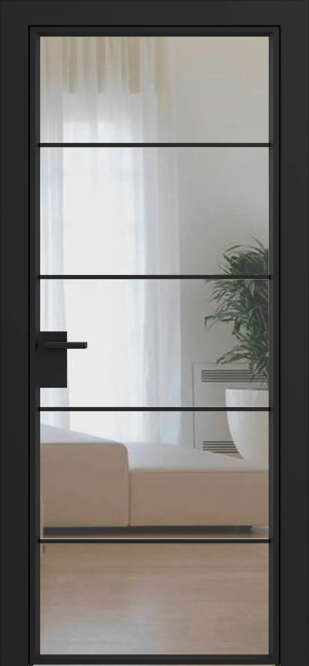 Дверное полотно Grafia прозрачное 800*2000 R24 Черный муар GARDENA Black зпз gardena зпп Otlav IN300 (2 шт)