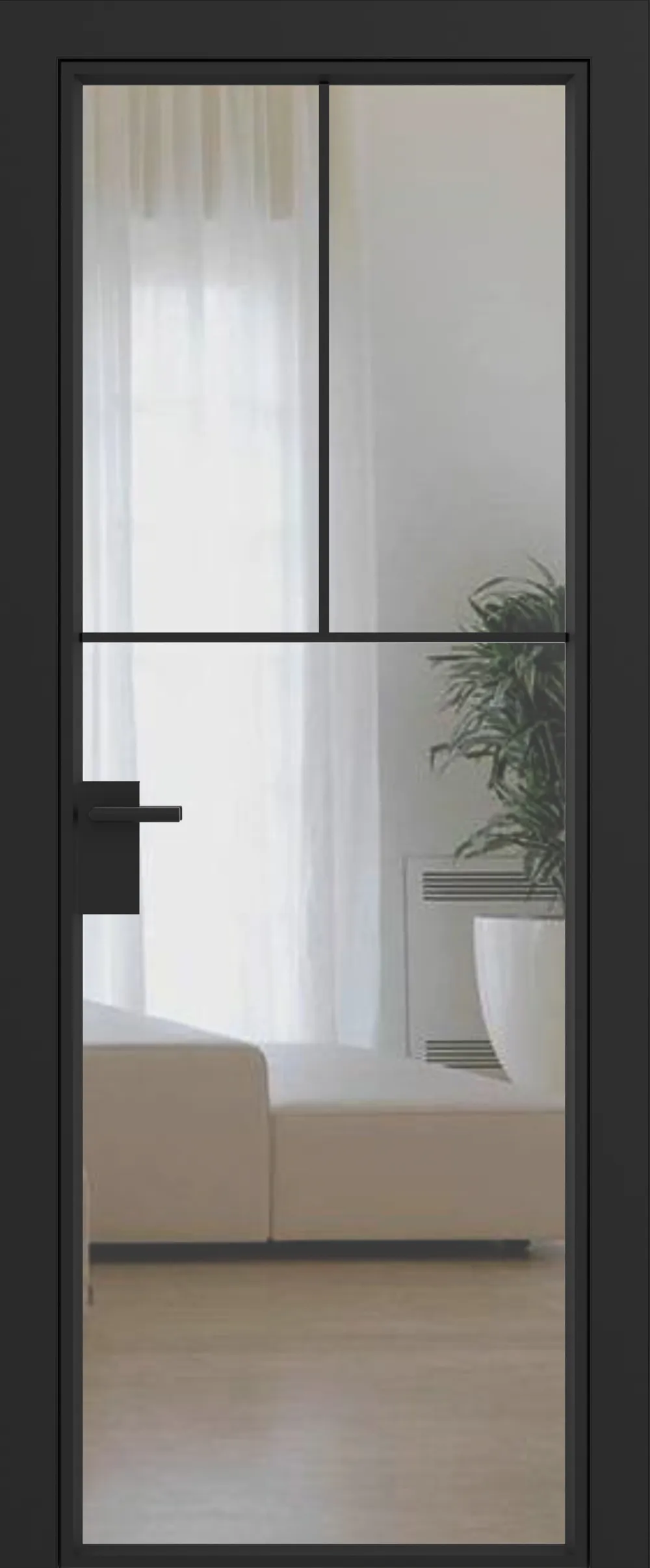 Дверное полотно Grafia прозрачное 800*2000 R11 Черный муар GARDENA Black зпз gardena зпп Otlav IN300 (2 шт)