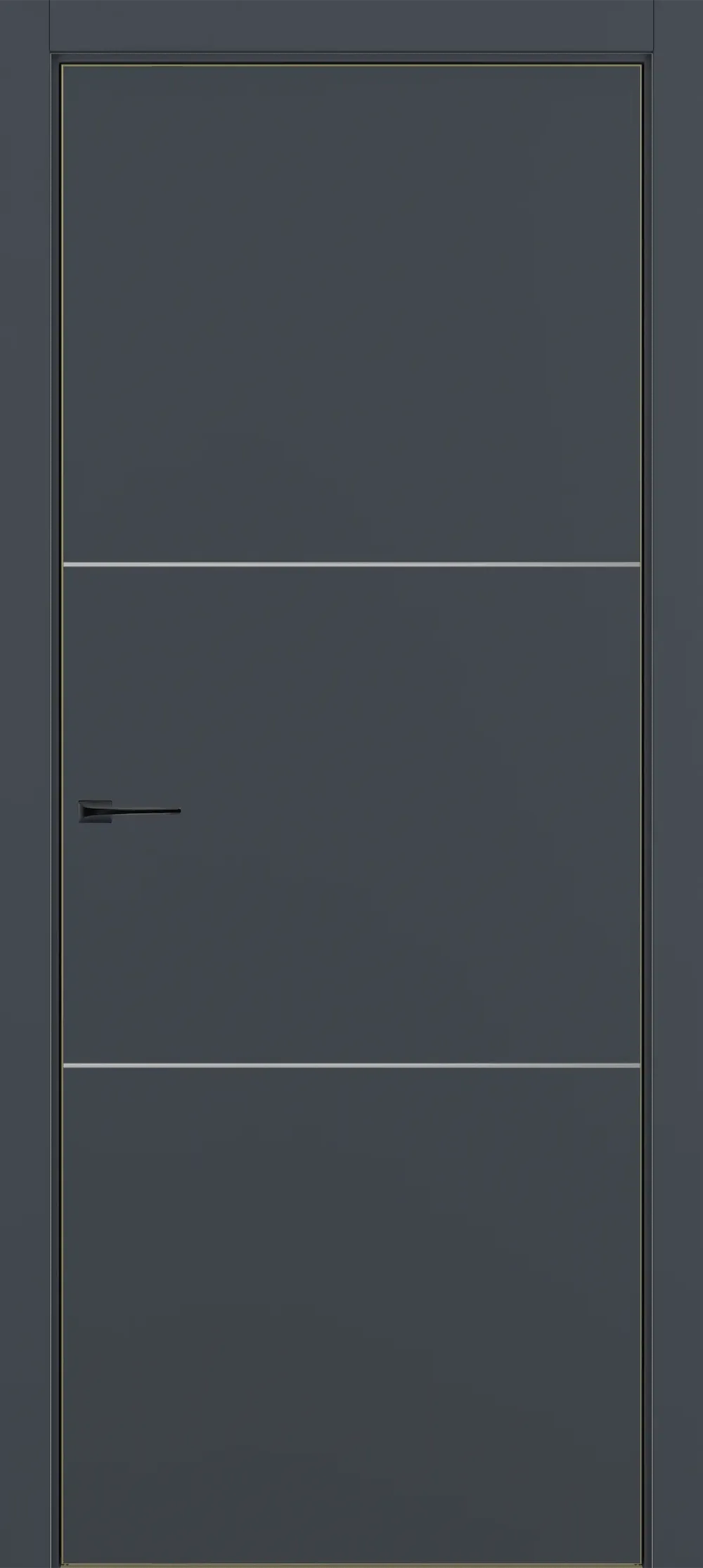 Квалитет К11 800*2000 Графит премьер мат ALU Золотая с 4-х молдинг серебро (Mh)