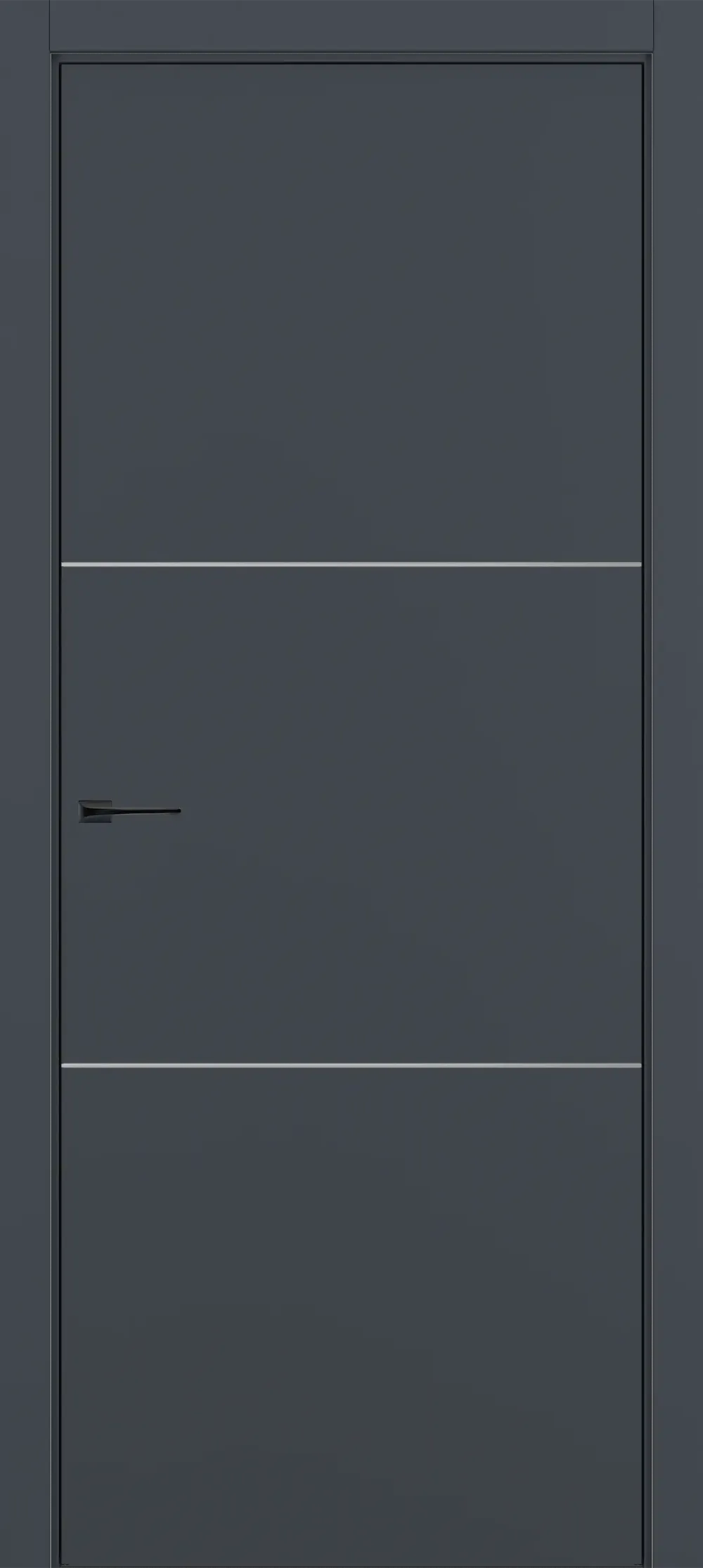 Квалитет К11 800*2000 Графит премьер мат ALU Черная с 4-х молдинг серебро (Mh)