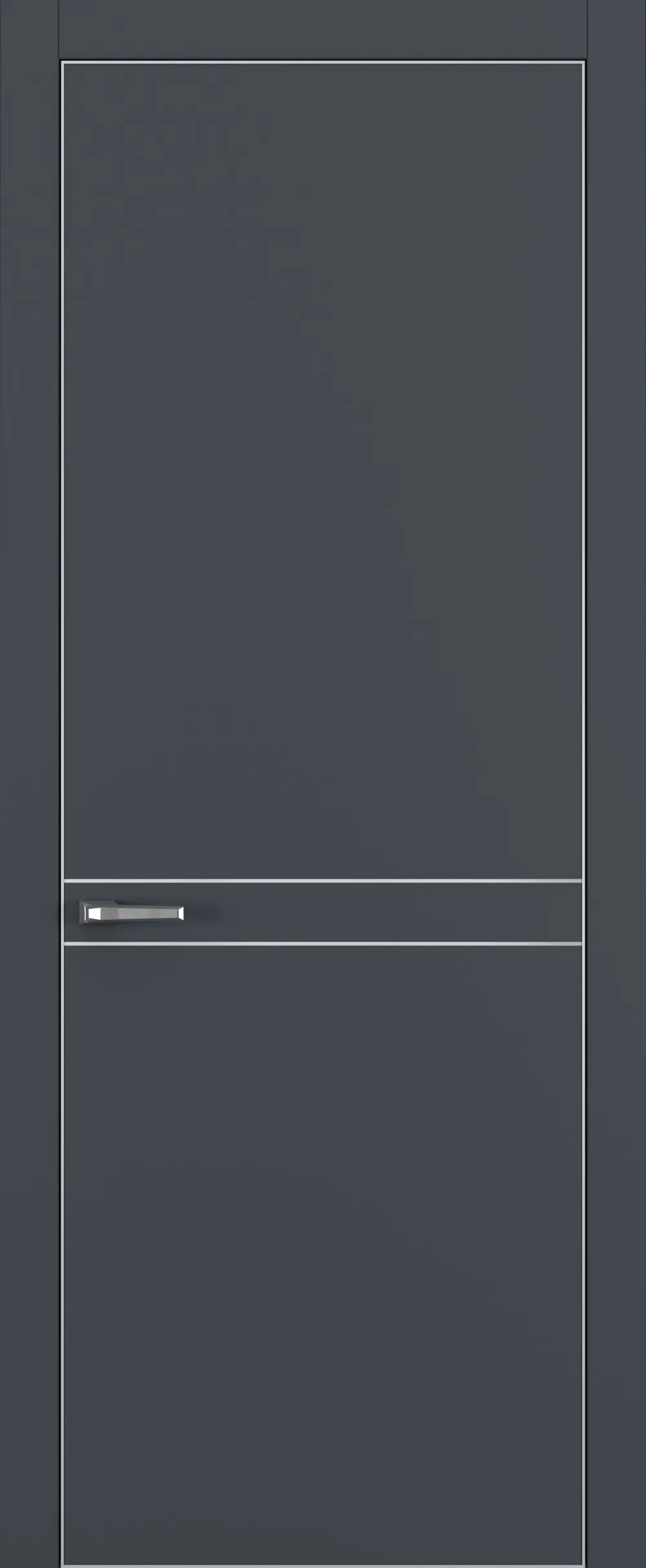 Квалитет К13 800*2000 Графит премьер мат ALU Серая с 4-х молдинг серебро (Mh)