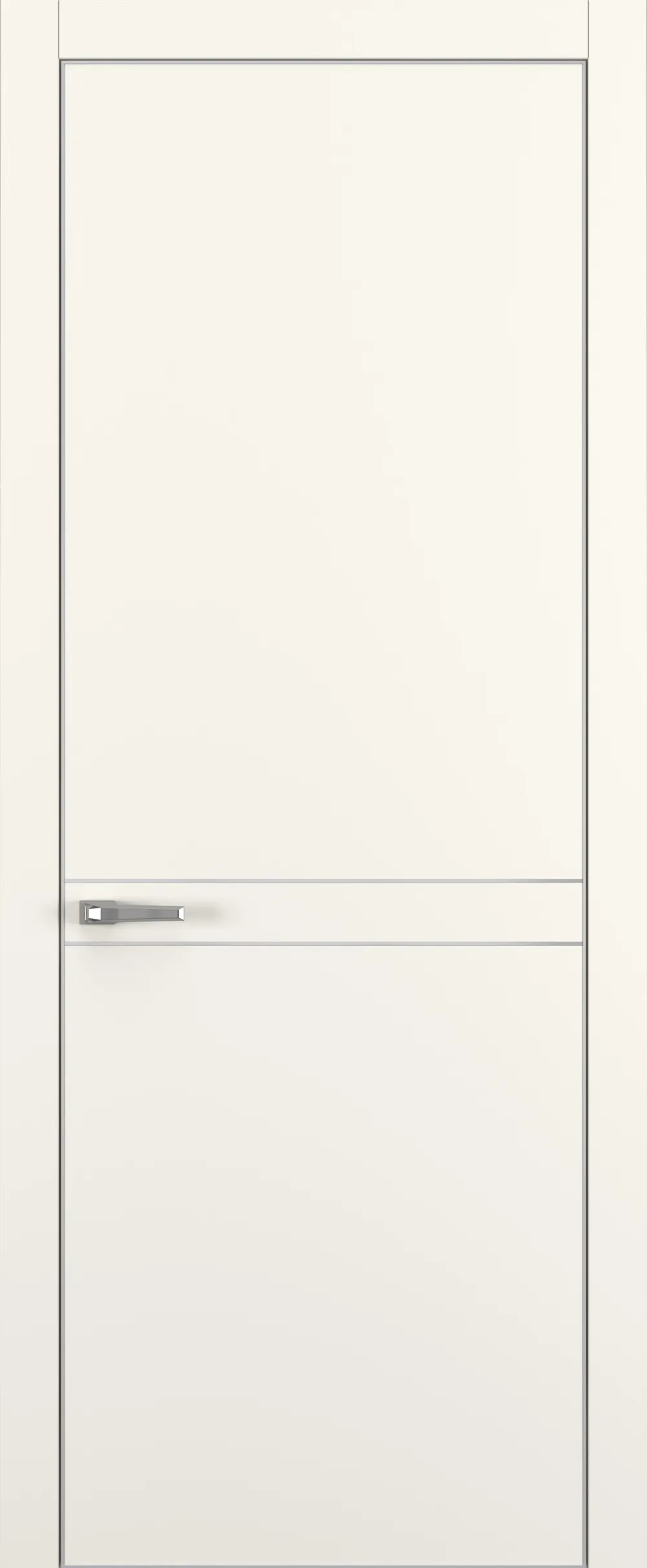 Квалитет К13 800*2000 Молочный матовый ALU Серая с 4-х молдинг серебро (Mh)