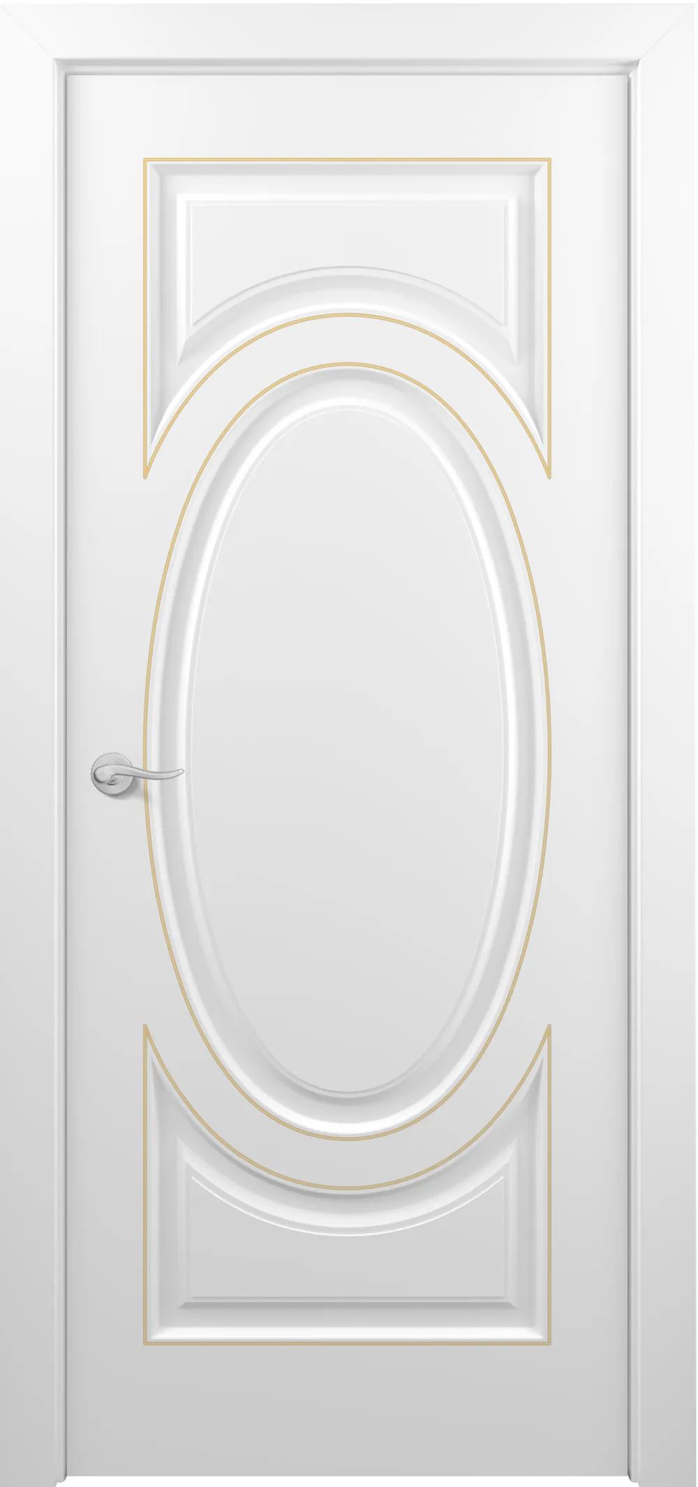 Лувр ДГ ART Classic Т2 800*2000 Белая эмаль патина золото (в канавку)