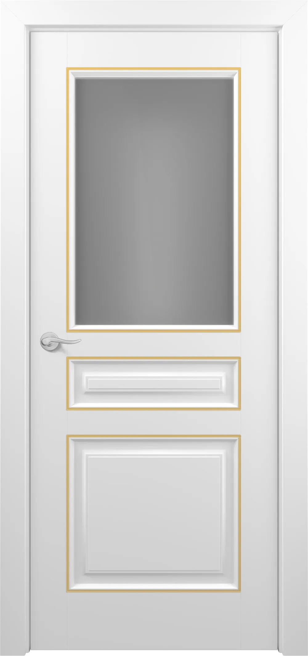 Ампир ДО ART Classic Т2 Сатинато 800*2000 Белый патина золото (в канавку)