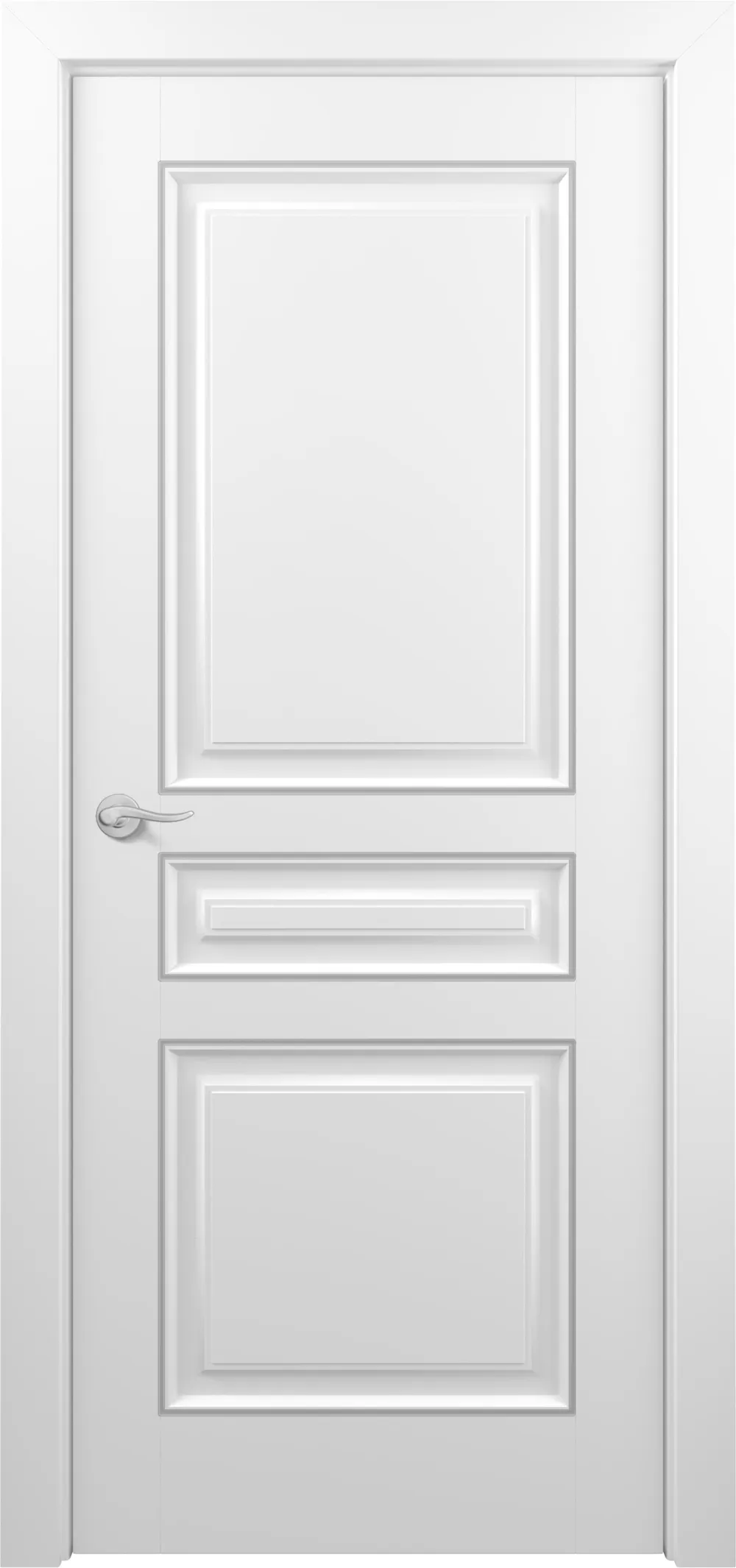 Ампир ДГ ART Classic Т2 800*2000 Белая эмаль патина серебро (в канавку)