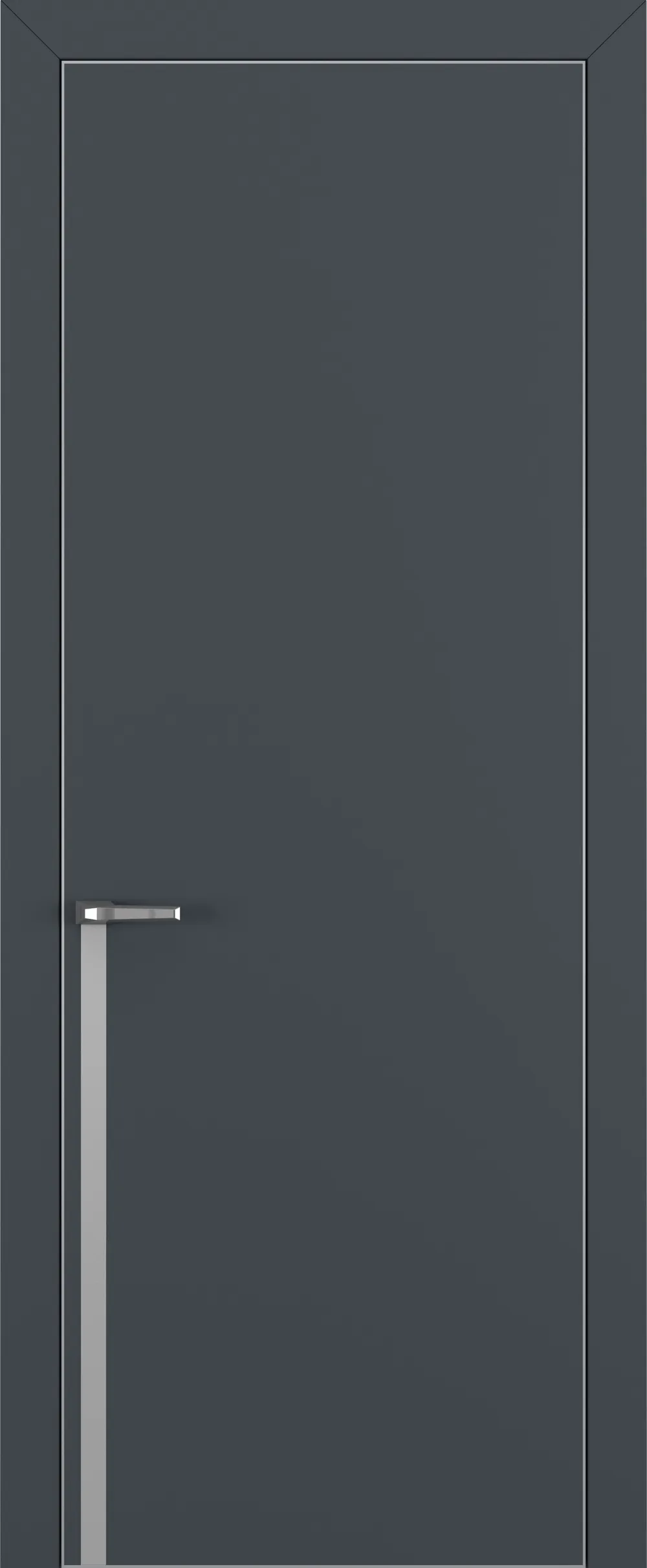 Квалитет К21 800*2000 Графит премьер мат ALU Серая с 4-х молдинг серебро (Mh)