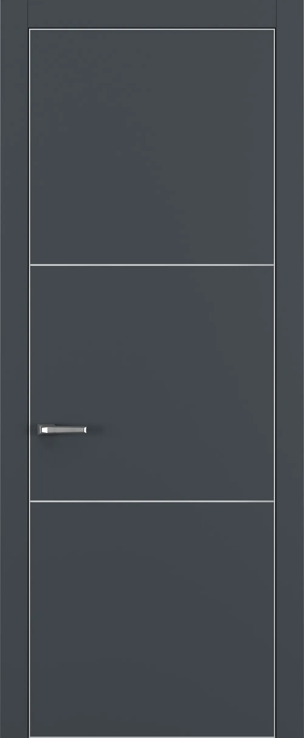 Квалитет К11 800*2000 Графит премьер мат ALU Серая с 4-х молдинг серебро (Mh)