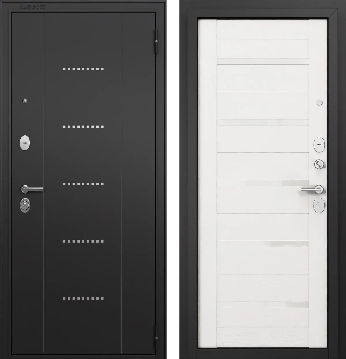 T3 TRUST ECO MP RL-12 Черный муар - Е-142 Lacobel White Белый ларче 