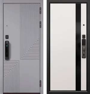 S1 CITY SMART E-195 Гриджио - Si-3 Lacobel Black Белый софт 