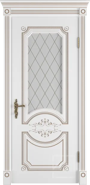 Милана эст. ДО 3D матовое с рисунком Белая эмаль патина золото