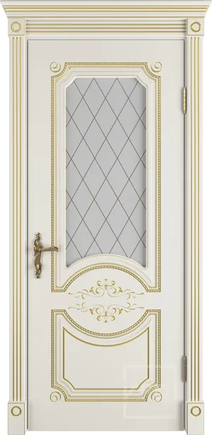 Милана эст. ДО 3D матовое с рисунком Белая эмаль патина золото