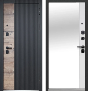 Luxor Дуб Вертикаль Зеркало Сатин черный Эмалит белый