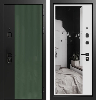 Делла 3К90 TOR ЮР-43 Вудлайн олива - ЮР-42 декоративная зеркальная вставка ZB Белый