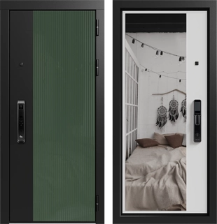 Делла 3К90 ЮР-43 Вудлайн олива - ЮР-42 декоративная зеркальная вставка ZB Белый