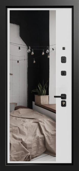 Акцент 3К90 TOR ЮР-38 ZB 999-2 Черный кварц - ЮР-42 декоративная зеркальная вставка ZB Белый